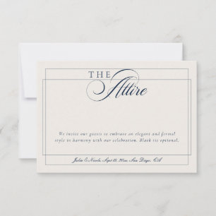 Classic Navy Blue Ivory Calligraphy Formal Attire Invitation