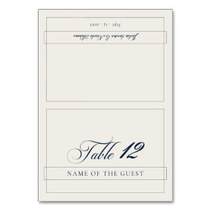 Classic Navy Blue Ivory Calligraphy Place Card