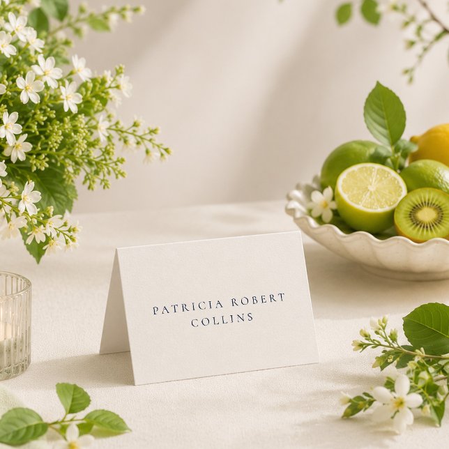 Classic Navy Blue Ivory Calligraphy Place Card (Creator Uploaded)