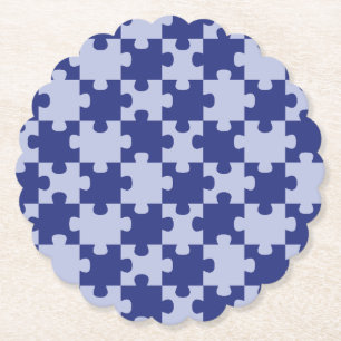 Classic Navy Blue Jigsaw Puzzle Tile Seamless Paper Coaster