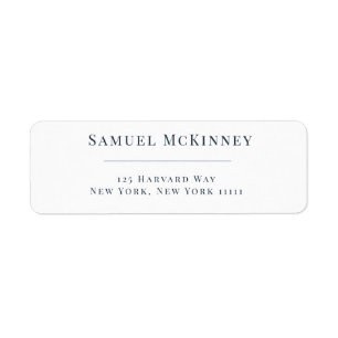 Classic Navy Blue Minimalist Return Address Label
