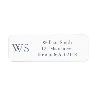 Classic Navy Blue Monogram Return Address 