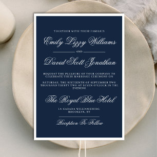 Classic Navy Blue Nautical Elegant QR  Invitation
