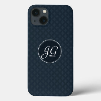 Classic Navy Blue Pattern Custom Monogram iphone 6 iPhone 13 Case