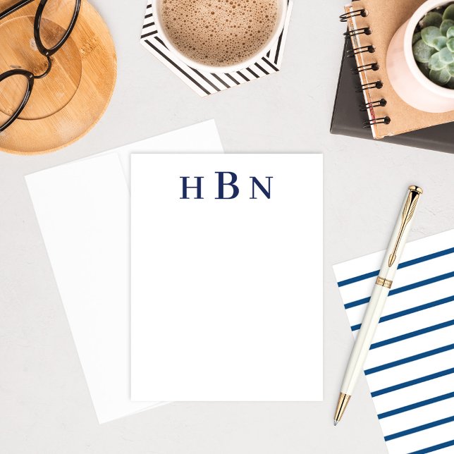 Classic Navy Blue Personalised Monogram Initials Card (Creator Uploaded)