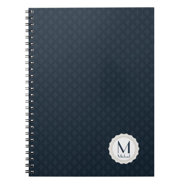 Classic Navy Blue Personalised Monogram Notebook (Front)