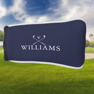 Classic Navy Blue Personalised Name Golf Clubs Head Cover