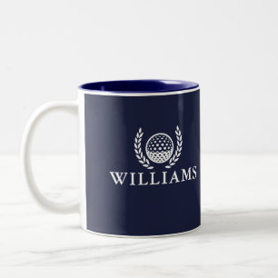 Classic Navy Blue Personalized Name Monogram Two-Tone Coffee Mug