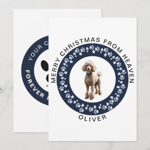 Classic Navy Blue Pet Loss From Heaven Photo Xmas Holiday Card