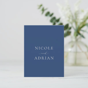 Classic Navy Blue Photo Elegant Wedding Thank You Card