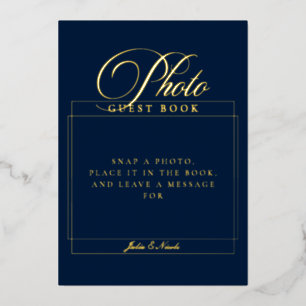 Classic Navy Blue Photo Guest Book Wedding Sign