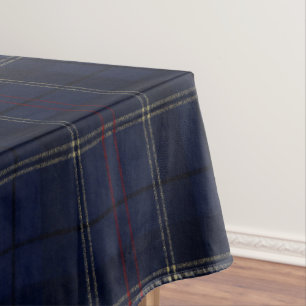 Classic Navy Blue Plaid Christmas Tablecloth