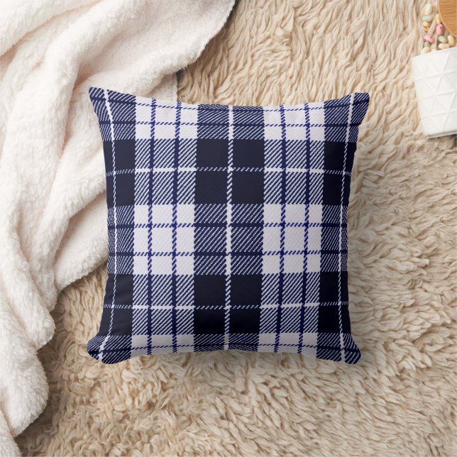 Classic Navy Blue Plaid Decor Pillow (Blanket)