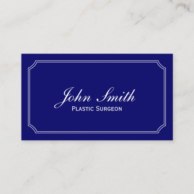 Classic Navy Blue Plastic Surgeon Business Card (Front)