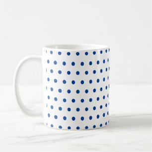 Classic Navy Blue Polka Dots on White Coffee Mug