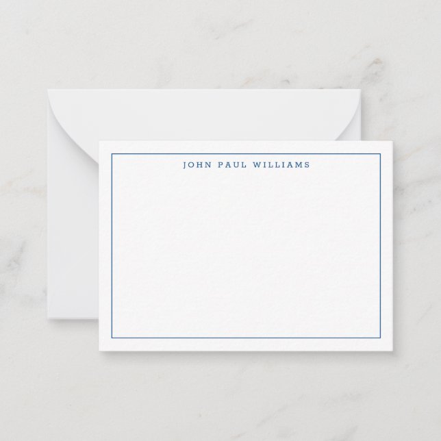 Classic Navy Blue Professional Simple Thin Border Card (Front)
