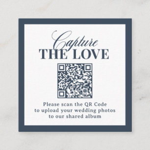 Classic Navy Blue QR Code Wedding Capture the Love Enclosure Card