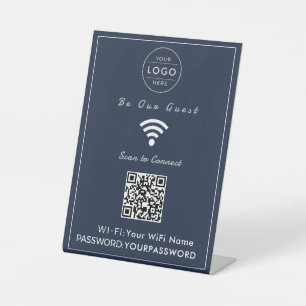 Classic Navy Blue QR Code WiFi Sign