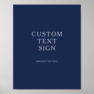 Classic Navy Blue Silver Cards and Gifts Custom Poster