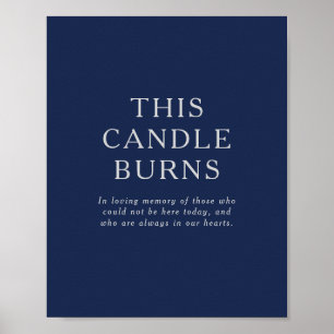 Classic Navy Blue Silver This Candle Burns Wedding Poster