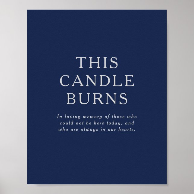 Classic Navy Blue Silver This Candle Burns Wedding Poster (Front)
