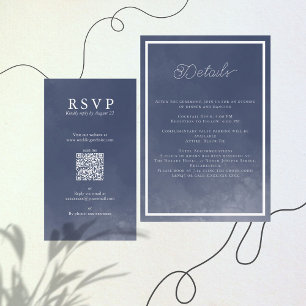Classic Navy Blue Smoke Wedding Detail Enclosure Card