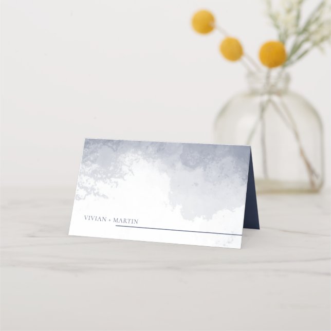 Classic Navy Blue Smoke Wedding Wedding Place Card (Back)