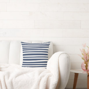 Classic Navy Blue Stripes   Timeless Nautical  Cushion