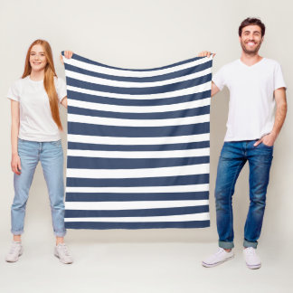 Classic Navy Blue Stripes | Timeless Nautical  Fleece Blanket