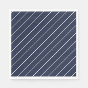 Classic Navy Blue Svelte Ivory Pinstripes Napkin
