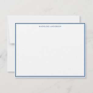 Classic Navy Blue Thick and Thin Border Name Card