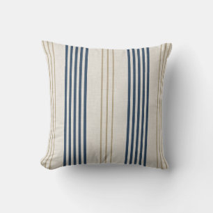 Classic Navy Blue Ticking Stripe Pattern Cushion