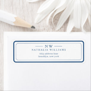 Classic Navy Blue Two Border Monogram Lined
