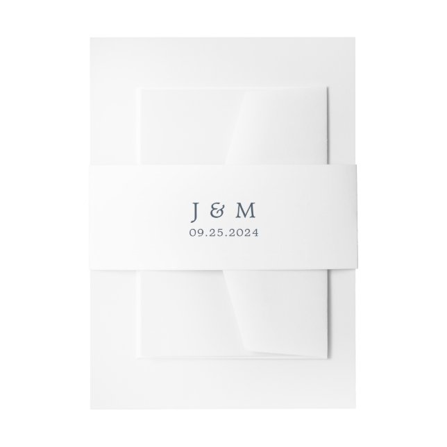 Classic Navy Blue Typograpy Monogram Wedding Invitation Belly Band (Front Example)
