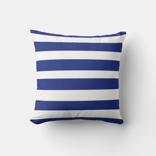 Classic navy blue white strips cushion (Front)