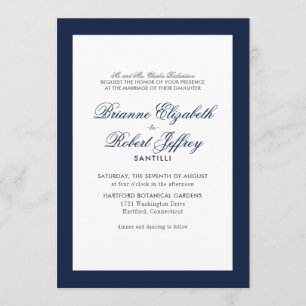 Classic Navy Border Wedding Invitation