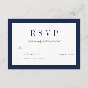 Classic Navy Border Wedding RSVP Response Card