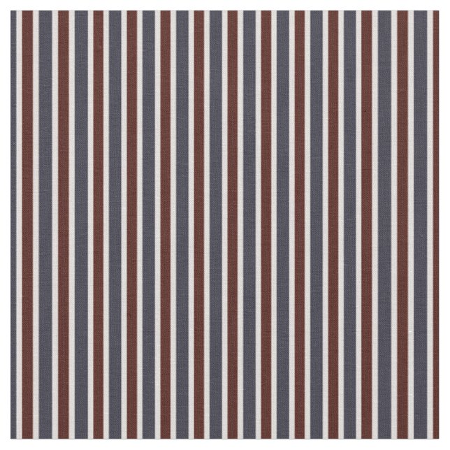 Classic Navy & Burgundy Vertical Stripes Fabric (Close Up)
