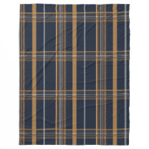 Classic Navy Camel Plaid Aesthetic Fleece