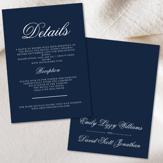 Classic Navy Elegance Calligraphic  Enclosure Card (Creator Uploaded)