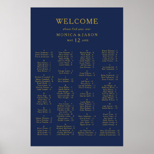 Classic Navy   Gold Alphabetical Seating Chart