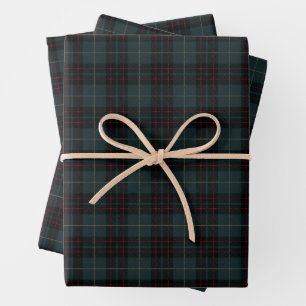 Classic Navy Green Tartan Plaid Christmas Wrapping Paper Sheet