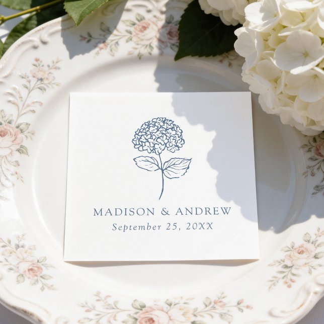 Classic Navy Hydrangea Wedding Napkin (Creator Uploaded)