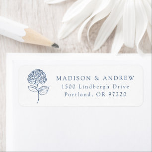 Classic Navy Hydrangea Wedding Return Address