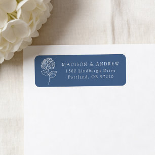 Classic Navy Hydrangea Wedding Return Address