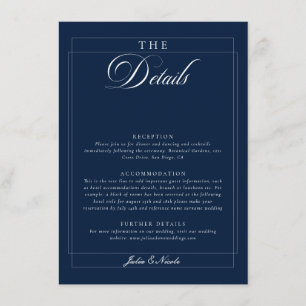 Classic Navy Ivory Calligraphy Wedding Details Enclosure Card