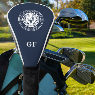 Classic Navy Laurel Wreath Custom Name Monogram Golf Head Cover