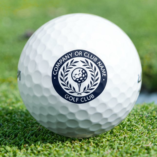 Classic Navy Laurel Wreath Logo Custom Name Golf Balls (Creator Uploaded)