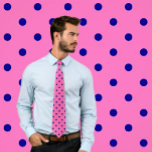 Classic Navy Polka Dots Pattern on Hot Pink Tie<br><div class="desc">Polka dots! One of the classic apparel patterns that looks great on ties.  This retro polka dot necktie features small navy blue dots on hot pink.</div>