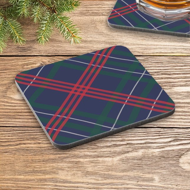 Classic Navy Red Green Tartan Plaid Holiday Coaster (Creator Uploaded)